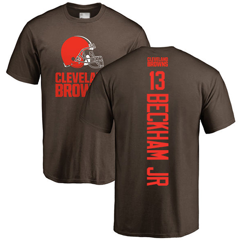 Men Cleveland Browns Odell Beckham Jr Brown Jersey #13 NFL Football Backer T Shirt